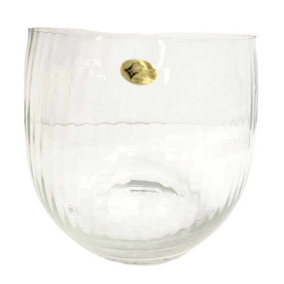 European Collection Blown Ribbed Glass Vase, Bowl  7" x 7" Made In Turkey, Weddi - Picture 1 of 12